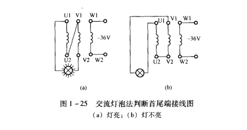 交流灯泡法判断首尾端接线法